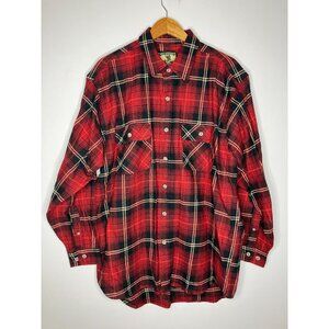Field and Stream Men's XL Red Plaid Flannel Button Up Long Sleeve Shirt 100 Perc
